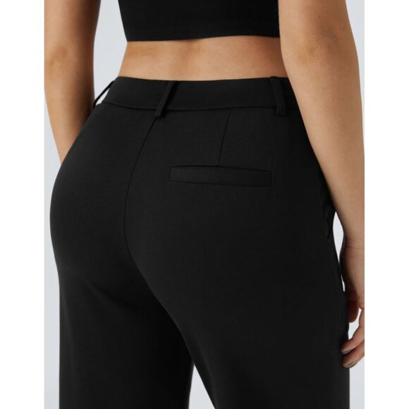 Halara Flex High Waisted Zipper Pocket Straight Leg Work Pants Sz Medium Black - Picture 10 of 16